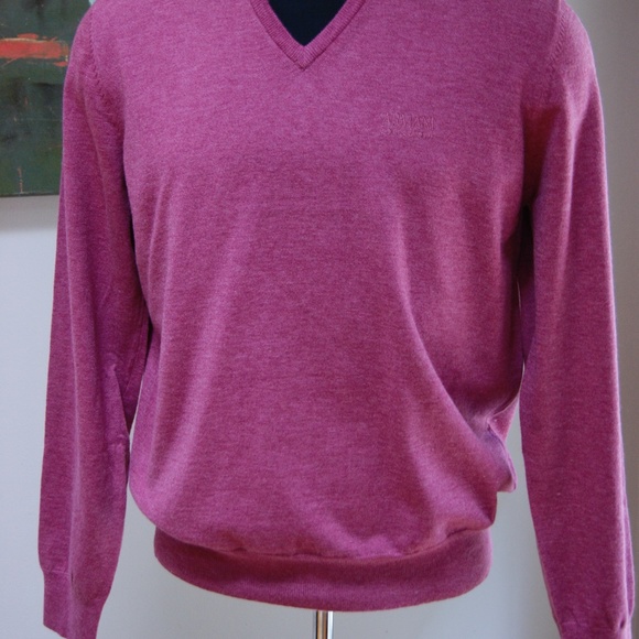 New Armani Collezioni V Neck Sweater Dust Pink Wool Pullover - Picture 6 of 6